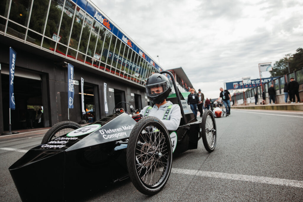 Greenpower race car on track at Zolder